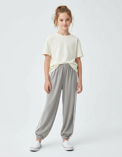 Pantalon Fluide Gris Ample Décontracté Sport Enfant - Molleton