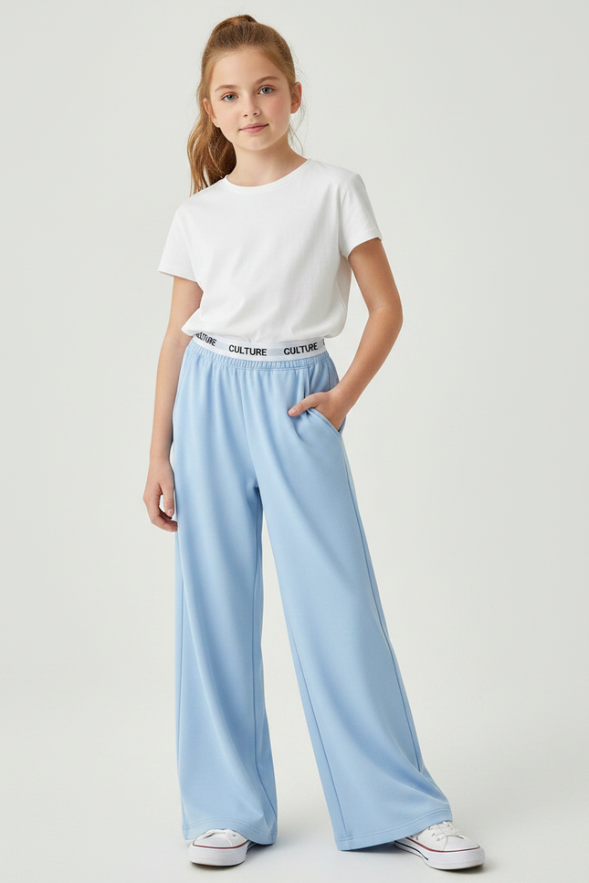 Pantalon Fluide Bleu Ciel Ample Décontracté Confortable - Maille