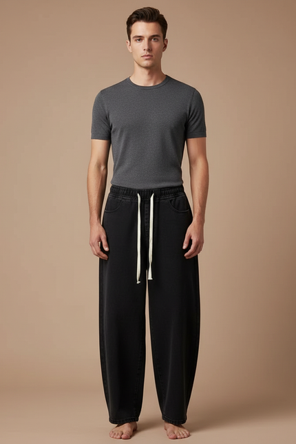 Pantalon Fluide Homme Noir Coupe Ample Jean