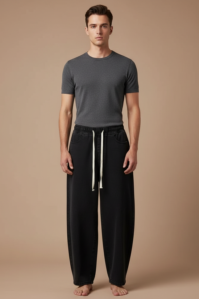 Pantalon Fluide Homme Noir Coupe Ample Jean