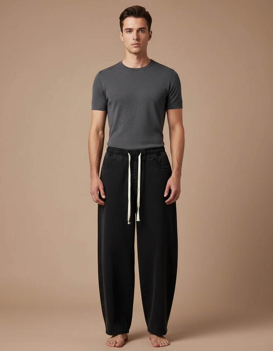 Pantalon Fluide Homme Noir Coupe Ample Jean
