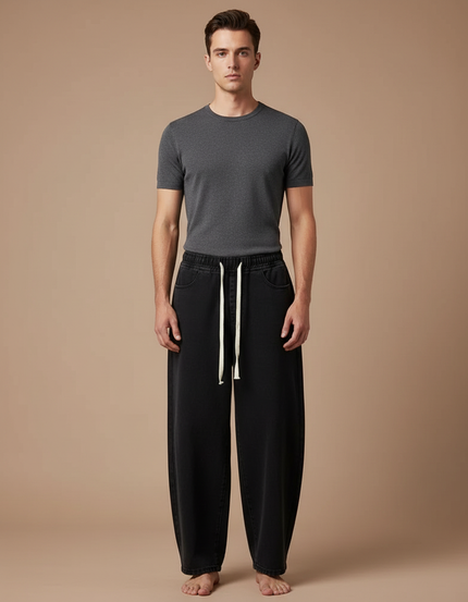 Pantalon Fluide Homme Noir Coupe Ample Jean