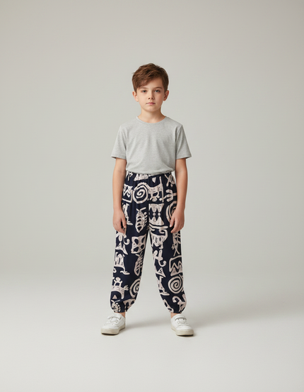 Pantalon Fluide Imprimé Ethnique Ample Confortable Garçon - Viscose