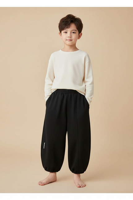 Pantalon Fluide Noir Ample Harem Sport Enfant - Molleton