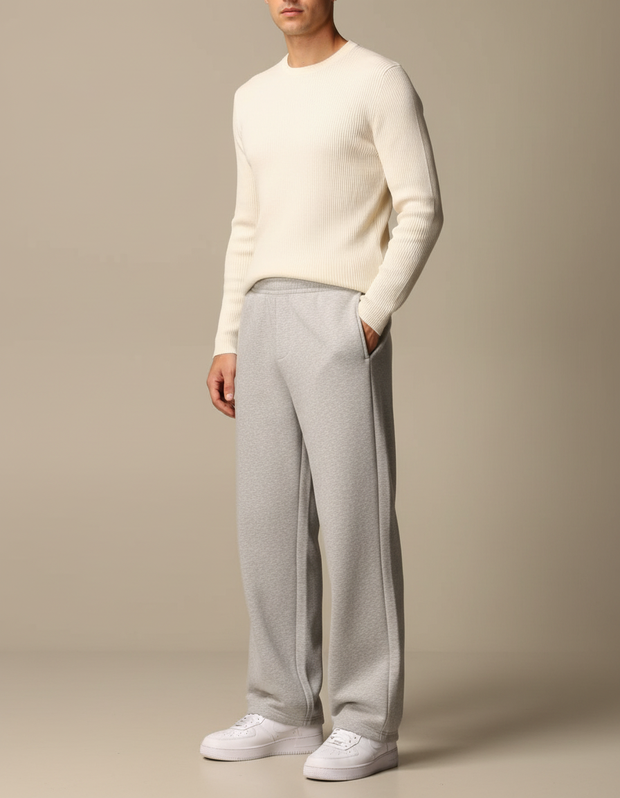 Pantalon Fluide Homme Gris Large - Molleton