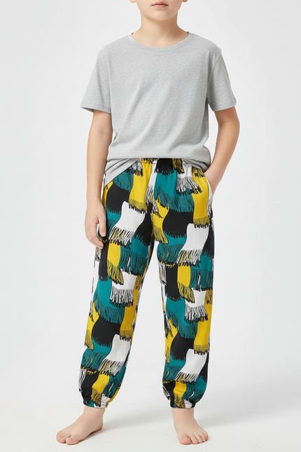 Pantalon Fluide Imprimé Abstrait Coloré Ample Enfant - Multicolore Viscose