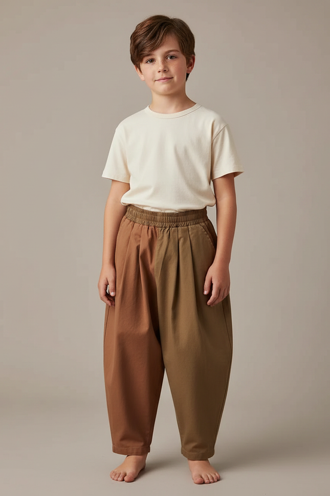 Pantalon Fluide Bicolore Ample Coton Enfant - Multicolore