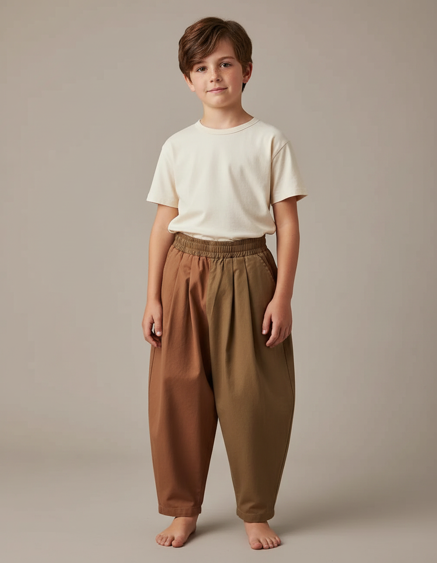 Pantalon Fluide Bicolore Ample Coton Enfant - Multicolore