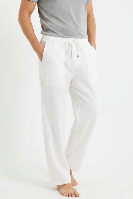 Pantalon Large Fluide Blanc - Lin