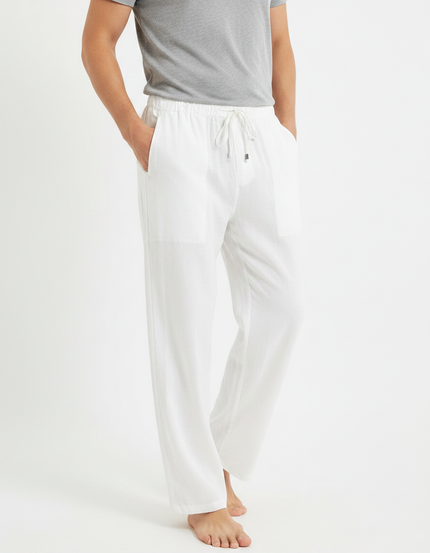 Pantalon Large Fluide Blanc - Lin