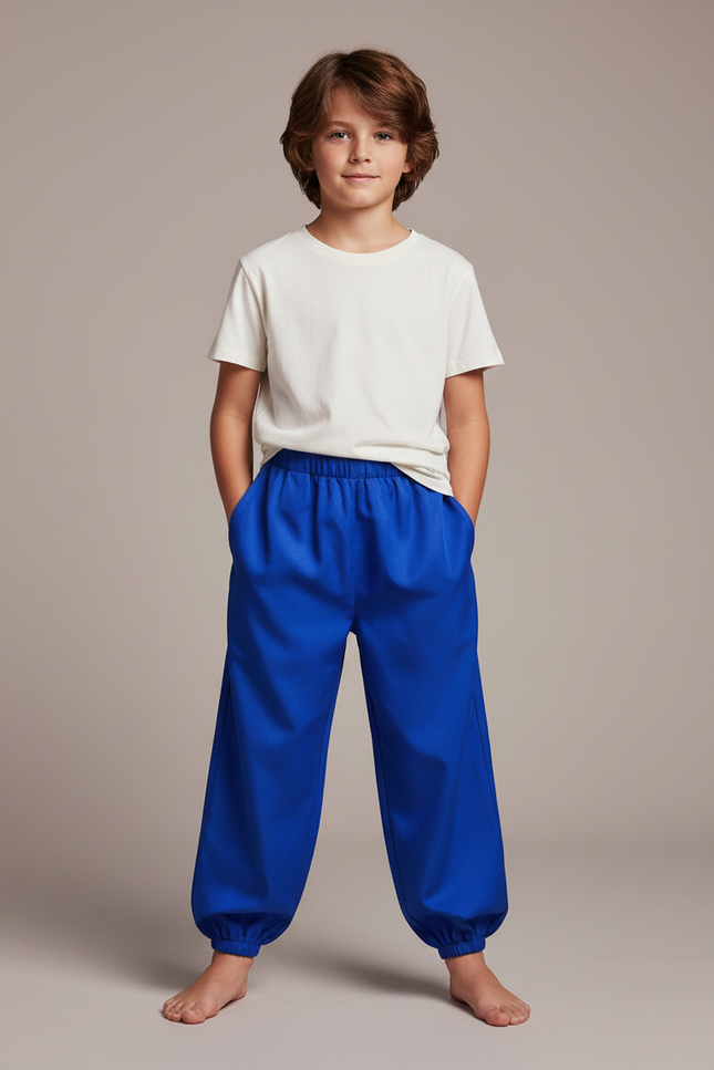 Pantalon Fluide Bleu Royal Ample Satiné Enfant