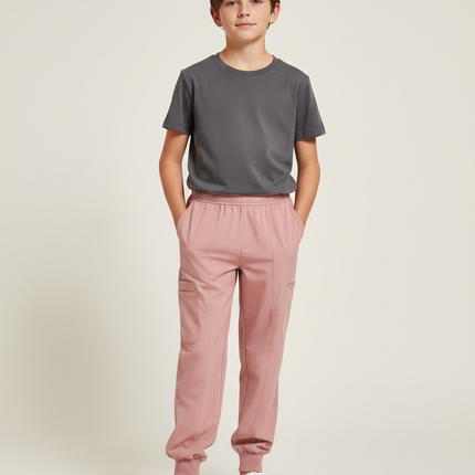 Pantalon Fluide Rose Cargo Enfant Confortable Jogger - Polyester