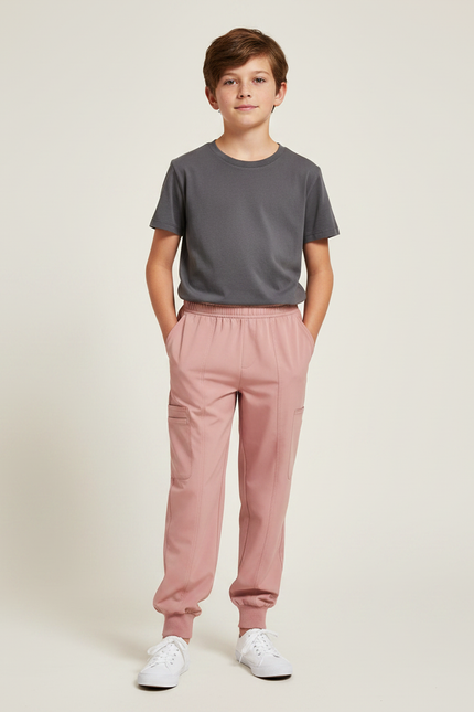 Pantalon Fluide Rose Cargo Enfant Confortable Jogger - Polyester