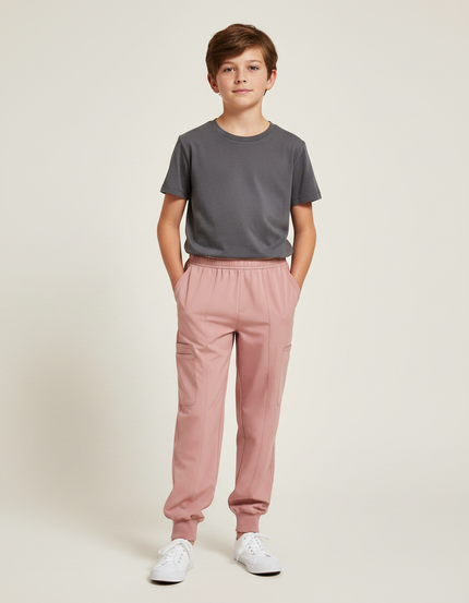 Pantalon Fluide Rose Cargo Enfant Confortable Jogger - Polyester