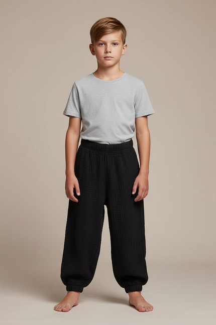 Pantalon Fluide Noir Ample Coton Enfant