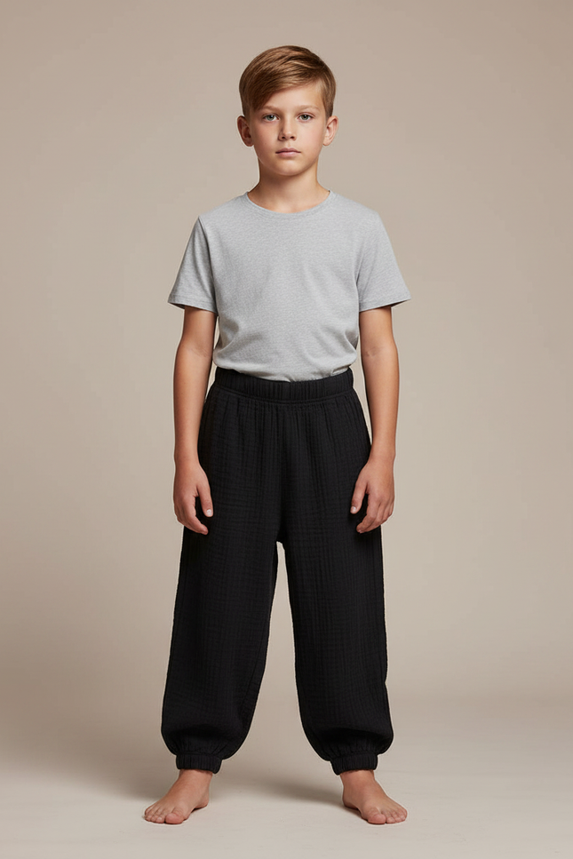 Pantalon Fluide Noir Ample Coton Enfant