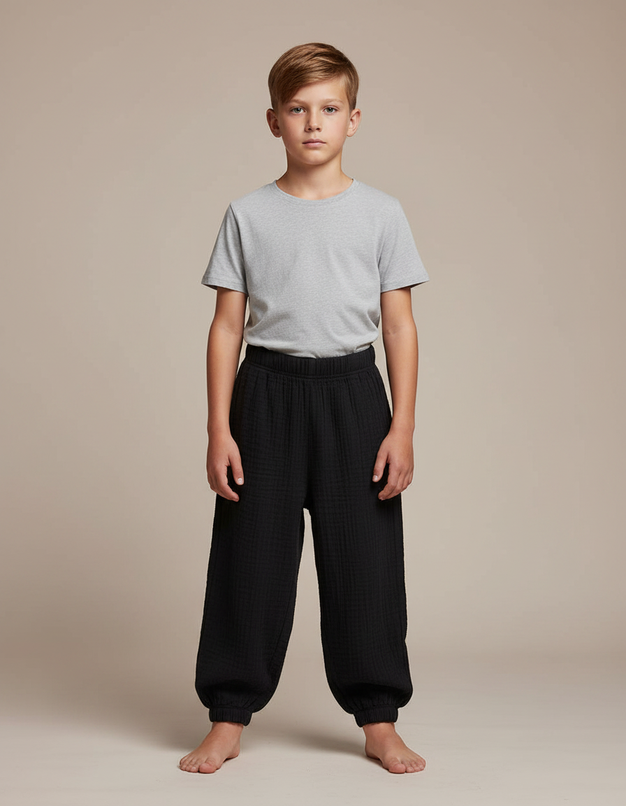 Pantalon Fluide Noir Ample Coton Enfant