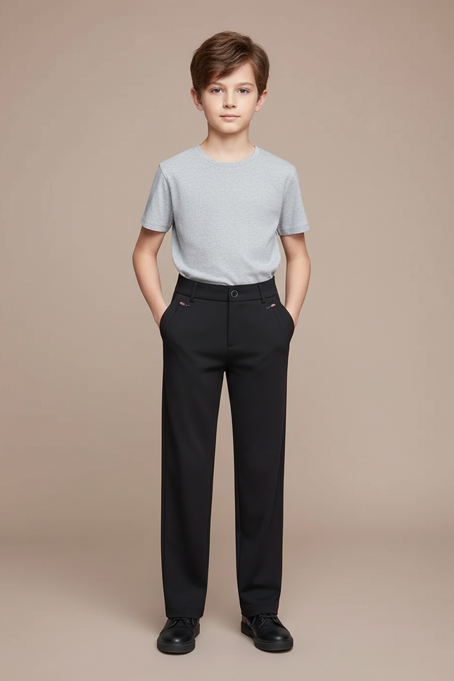 Pantalon Fluide Noir Ample Décontracté Enfant - Polyester