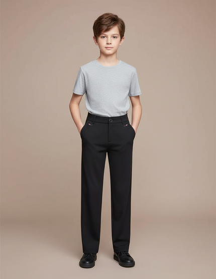 Pantalon Fluide Noir Ample Décontracté Enfant - Polyester