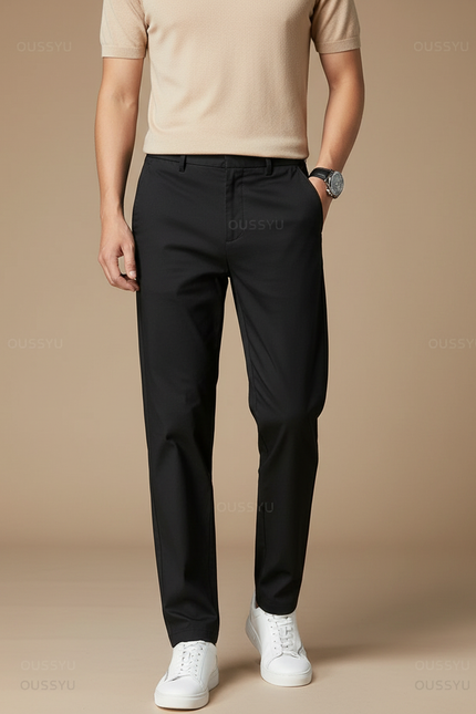 Pantalon Fluide Noir Homme Slim Stretch Décontracté - Polyester
