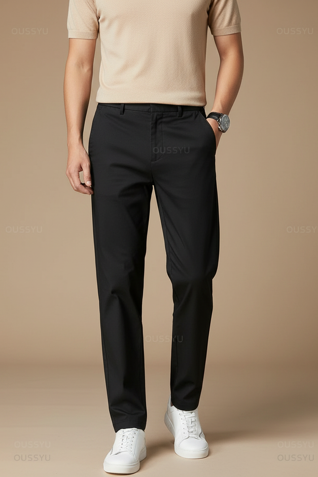 Pantalon Fluide Noir Homme Slim Stretch Décontracté - Polyester
