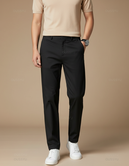 Pantalon Fluide Noir Homme Slim Stretch Décontracté - Polyester