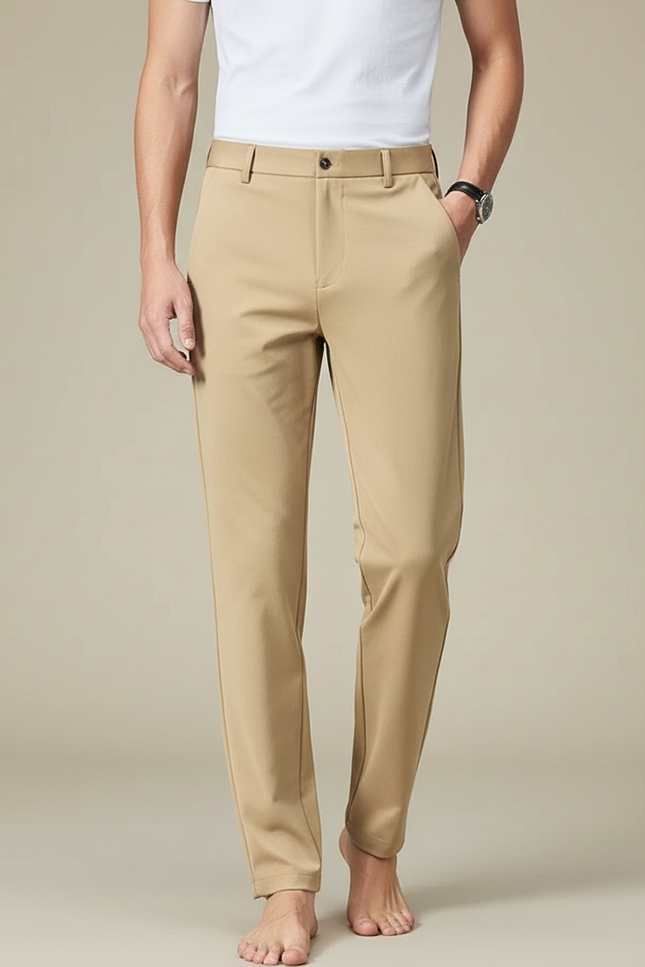 Pantalon Fluide Slim - Beige Polyester