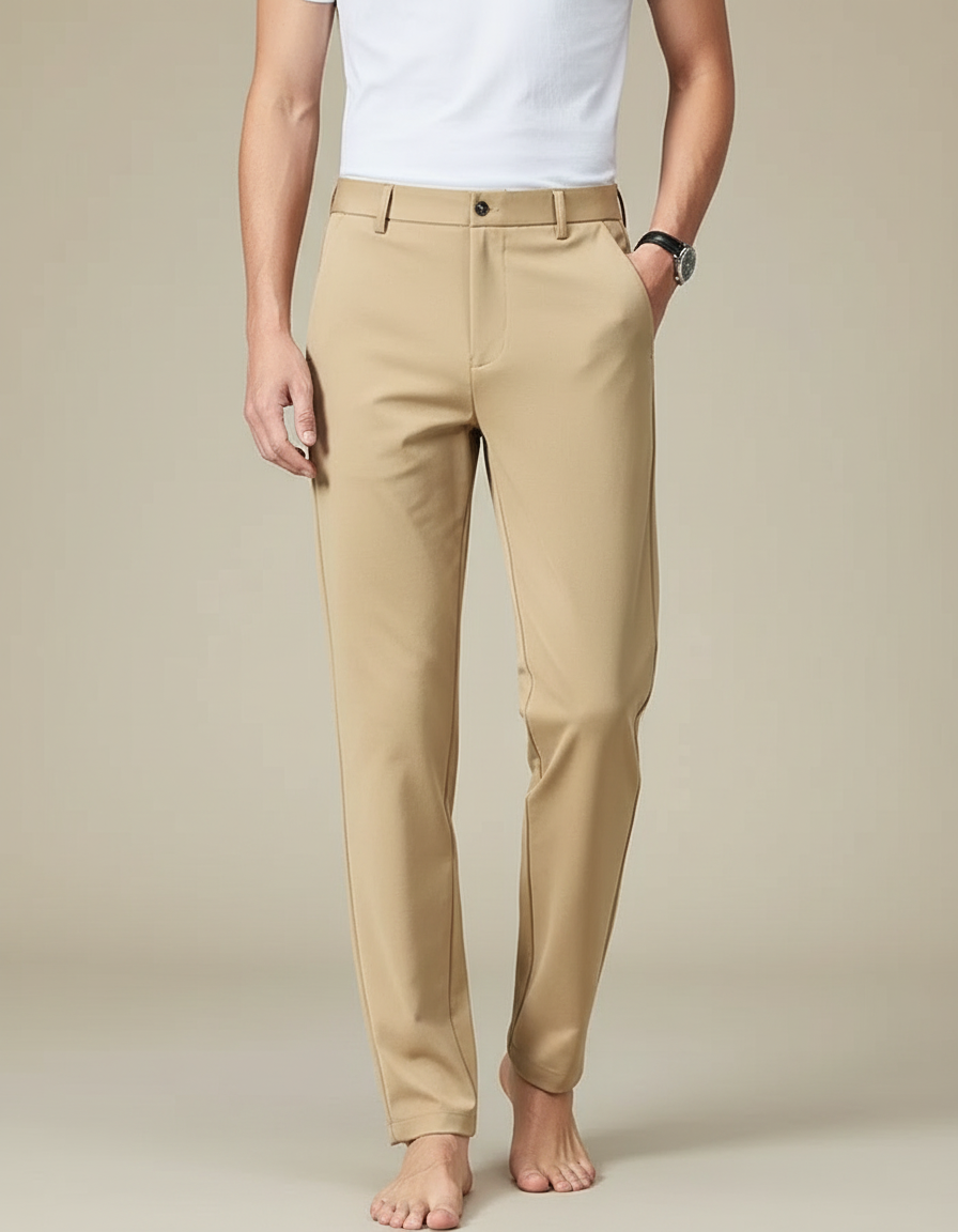 Pantalon Fluide Slim - Beige Polyester