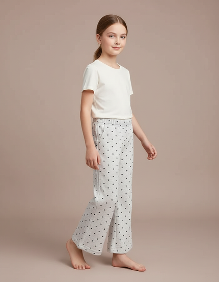 Pantalon Fluide Gris Ample Cœurs Confortable Fille - Molleton