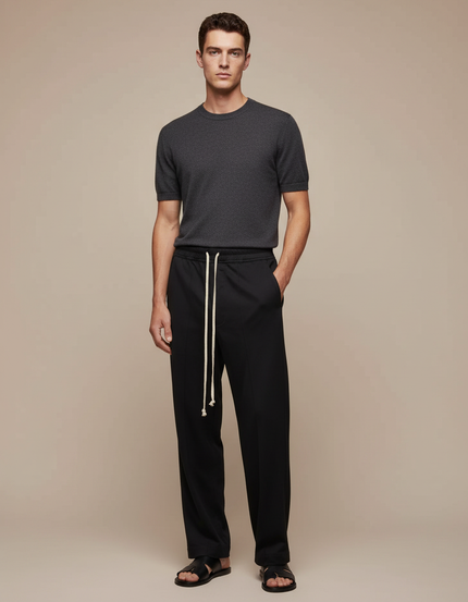 Pantalon Léger Fluide Homme - Noir Polyester