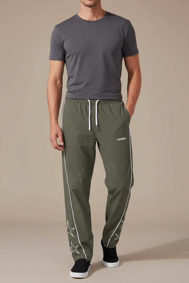 Pantalon Fluide Kaki Étoiles Sport Décontracté Homme - Polyester