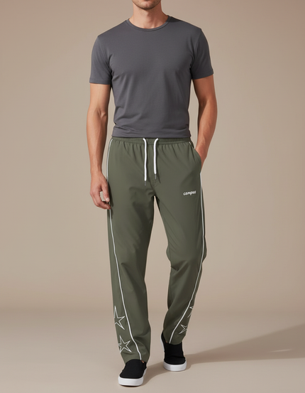 Pantalon Fluide Kaki Étoiles Sport Décontracté Homme - Polyester