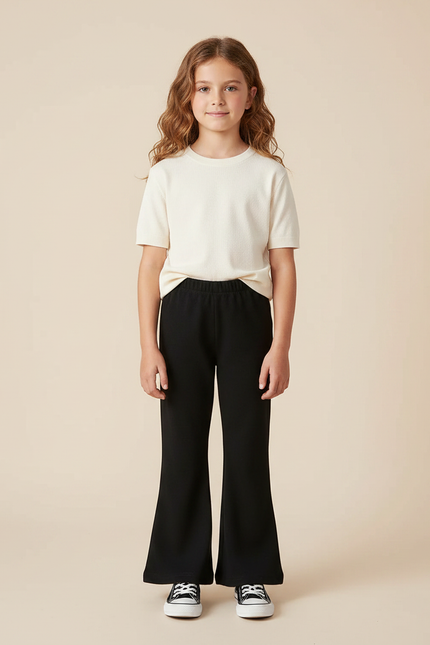 Pantalon Fluide Noir Évasé Enfant Confortable - Molleton