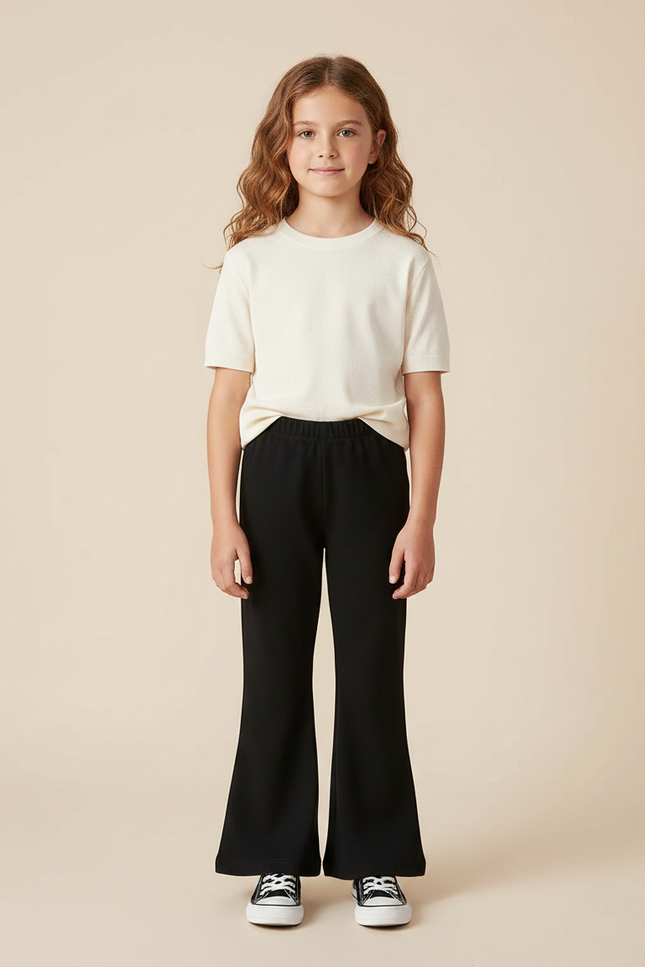 Pantalon Fluide Noir Évasé Enfant Confortable - Molleton