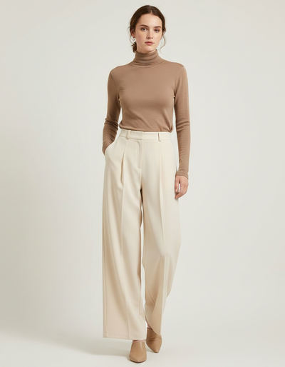 Pantalon Fluide Beige