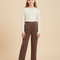 Pantalon Fluide Marron Droit Élastique Confortable Fille - Molleton