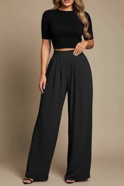 Ensemble Pantalon Fluide Ceremonie - Noir Viscose