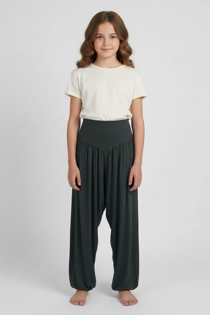 Pantalon Fluide Vert Ample Yoga Confortable Fille - Viscose