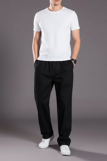 Pantalon Fluide Noir Taille Elastique - Viscose
