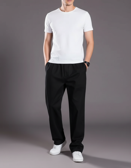 Pantalon Fluide Noir Taille Elastique - Viscose