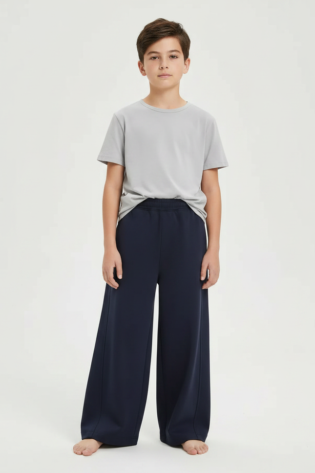 Pantalon Fluide Ample Bleu Marine Coton Garçon - Molleton