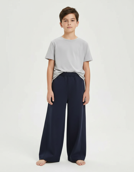 Pantalon Fluide Ample Bleu Marine Coton Garçon - Molleton