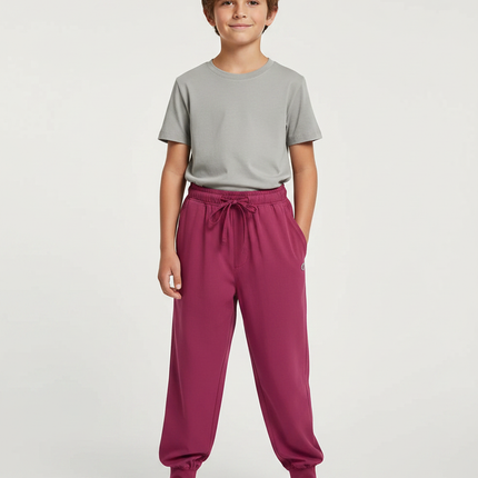 Pantalon Fluide Bordeau Ample Cordon Enfant - Bordeaux Molleton