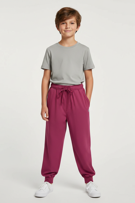 Pantalon Fluide Bordeau Ample Cordon Enfant - Bordeaux Molleton