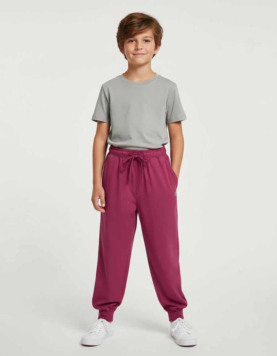 Pantalon Fluide Bordeau Ample Cordon Enfant - Bordeaux Molleton