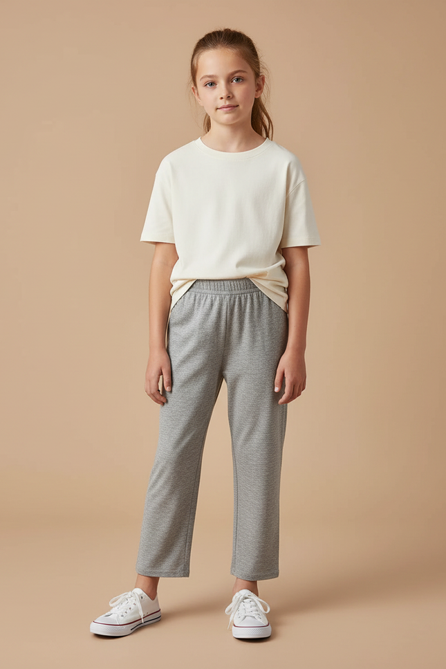 Pantalon Fluide Gris Ample Décontracté Confortable Enfant - Molleton