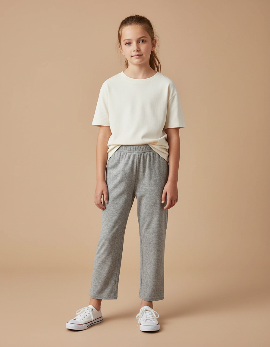 Pantalon Fluide Gris Ample Décontracté Confortable Enfant - Molleton
