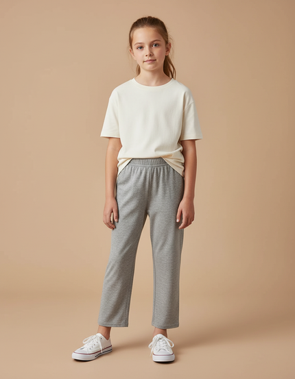 Pantalon Fluide Gris Ample Décontracté Confortable Enfant - Molleton