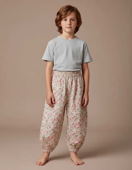 Pantalon Fluide Imprimé Floral Élastique Ample Enfant - Coton