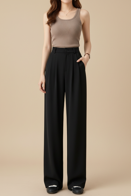 Pantalon Fluide Chic - Noir Viscose